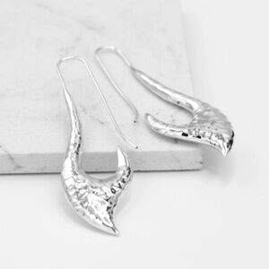 NEW! Hammered Sterling Silver Hook Earrings: Chunky Modern Threaders